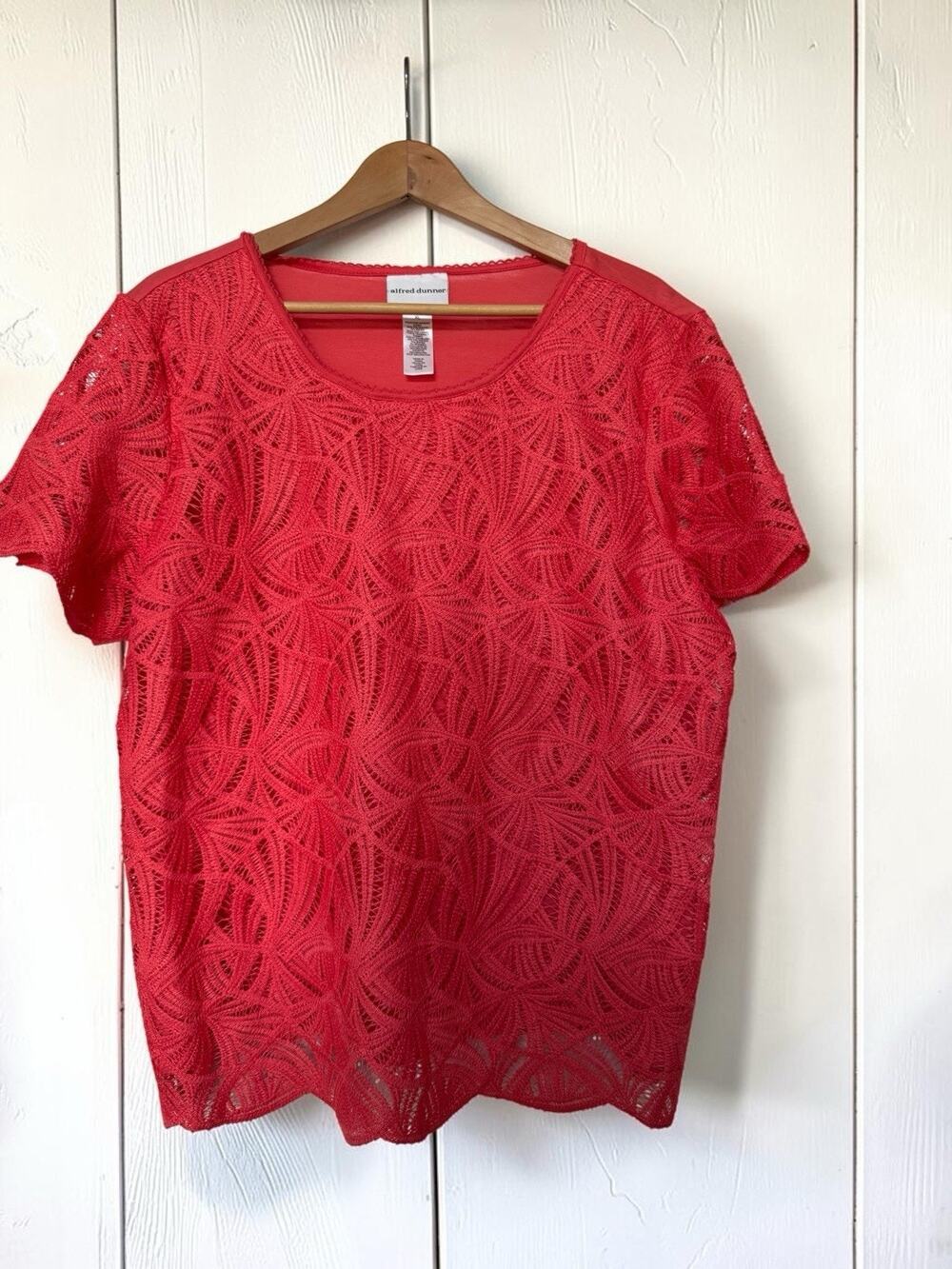 NWT Alfred Dunner Women's Lace Short Sleeve Stretch Top Size XL Classic Basic